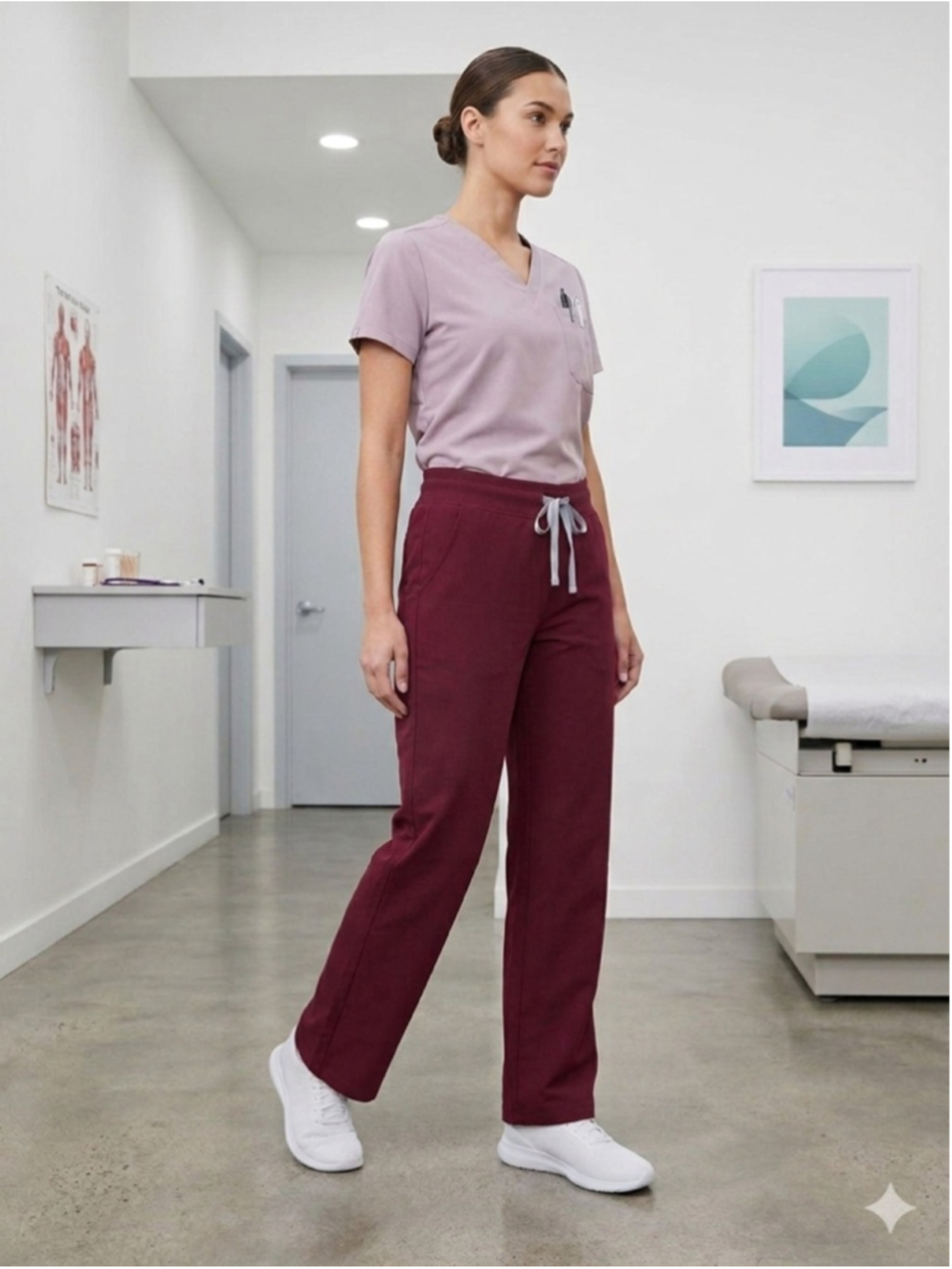 FIGS Livingston Scrub Pants Womens S Small Burgundy Red Yoga Waistband Regular
